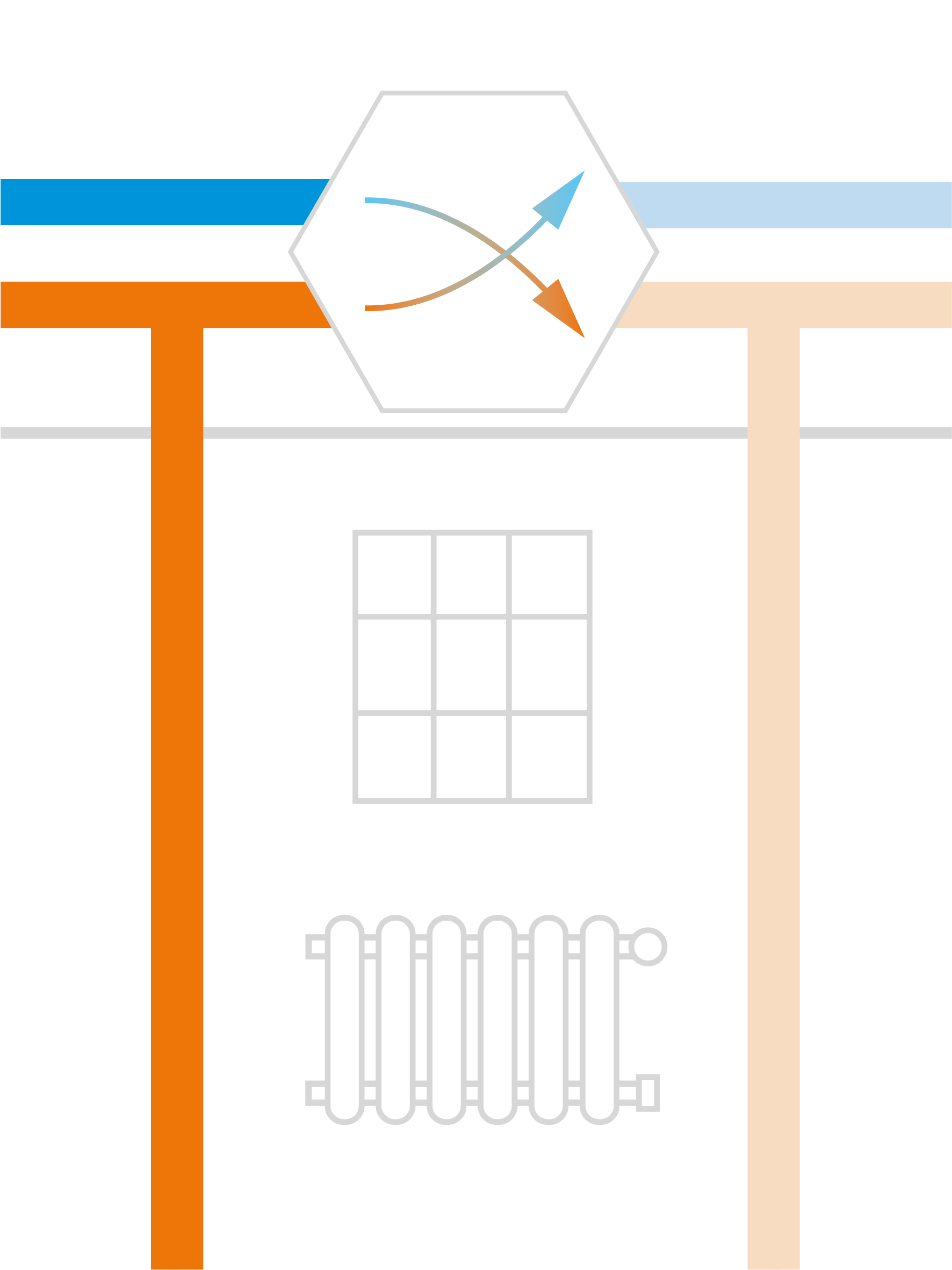 Illustratie van het ventilatiesysteem met warmterecuperatie