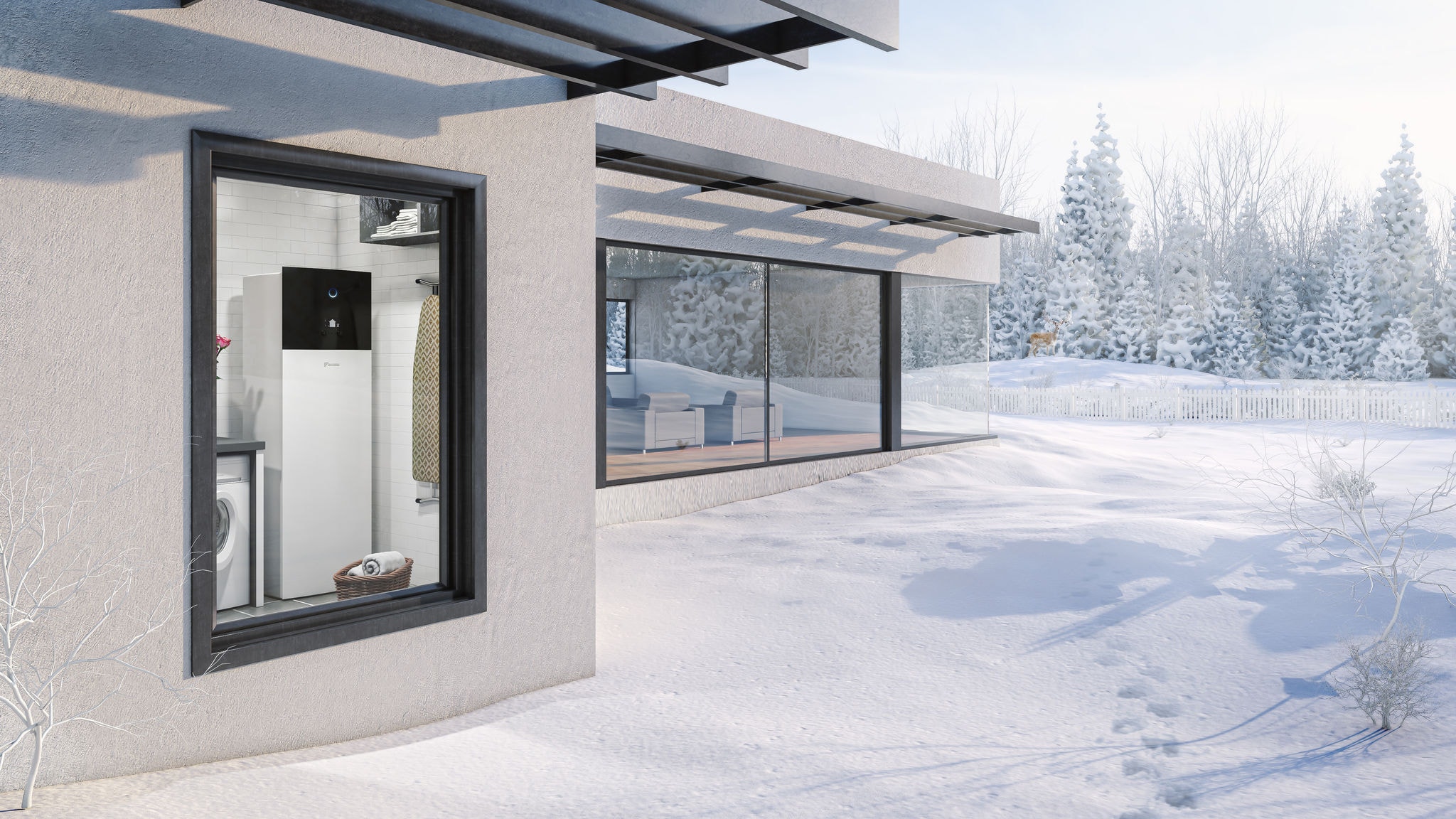 Woning in prachtig sneeuwlandschap
