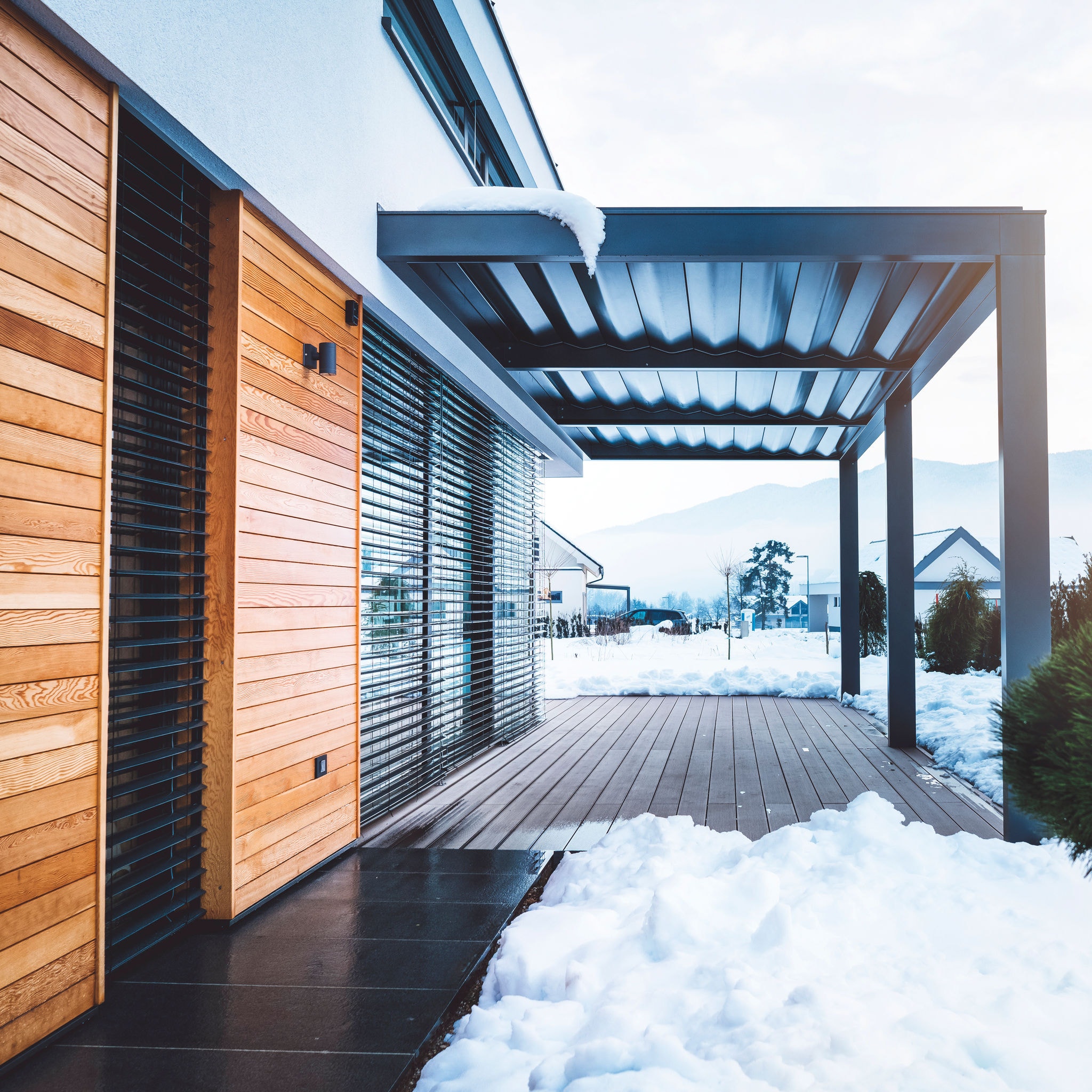 Maison avec de la neige