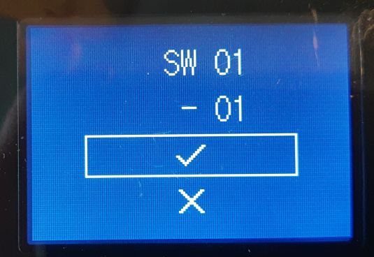 Confirmation de la définition de SW sur 01 sur la télécommande