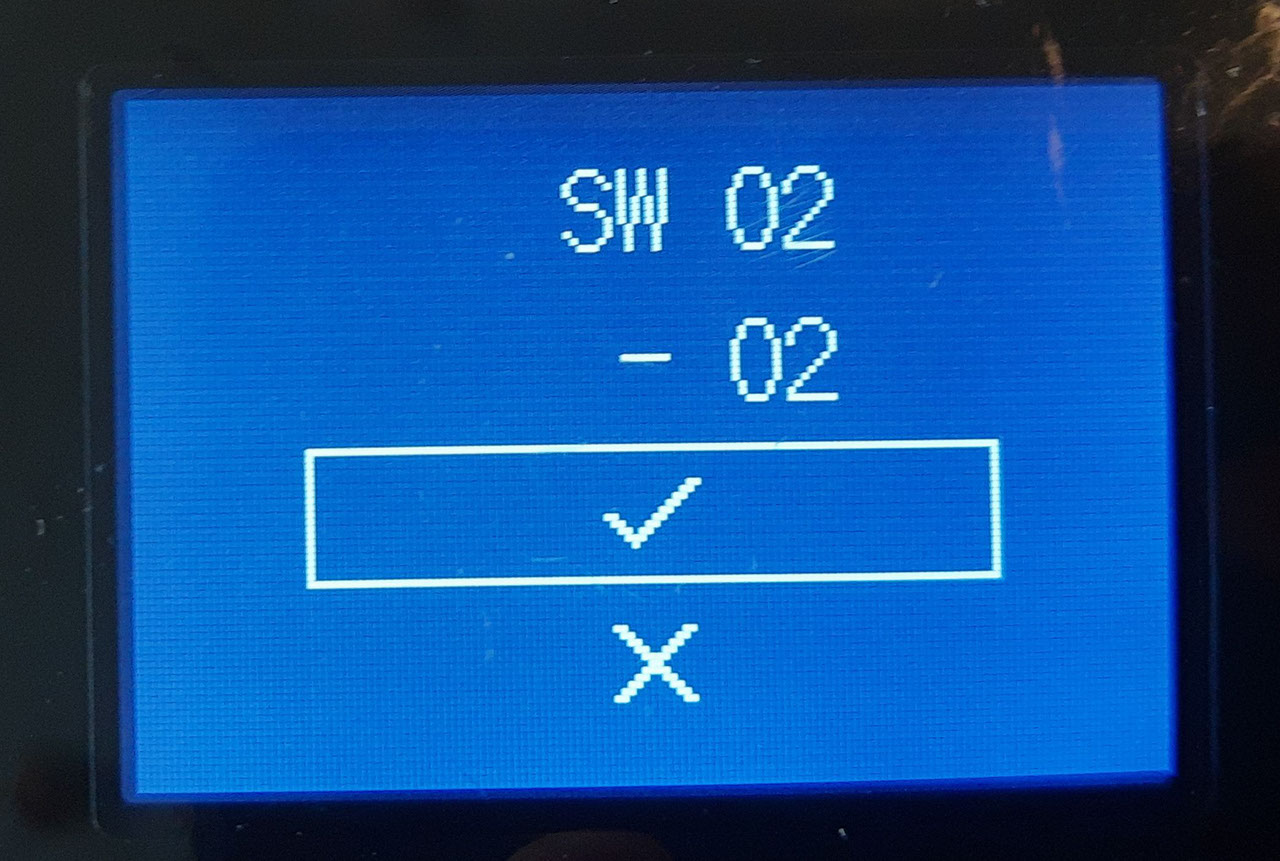 Confirmation de la définition de SW sur 02 sur la télécommande