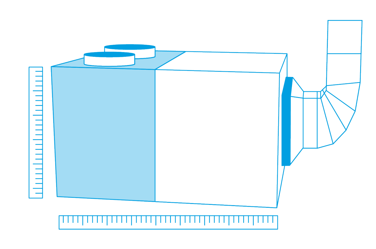 Visuele weergave rooftop met linialen